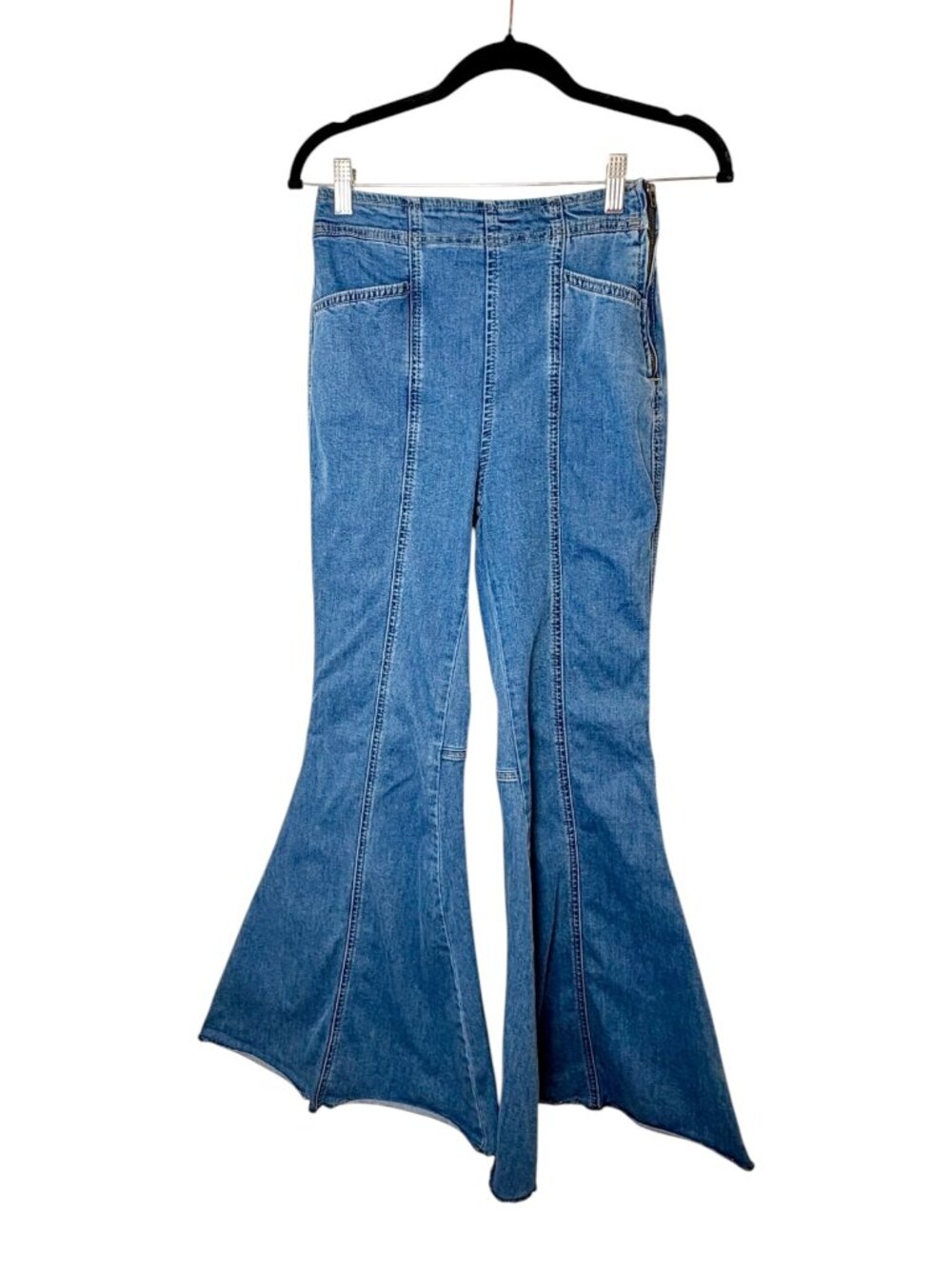 We The Free Blue Denim Flare Bell Bottom Jeans Festival Boho Size 27